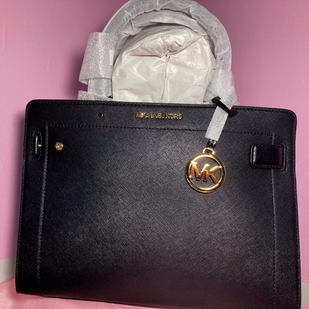 Rayne Medium Saffiano Leather Satchel Michael Korks
